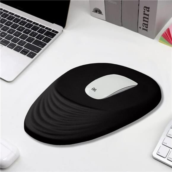 Black ergonomic mouse pad with wrist rest memory foam non slip base office desk - Picture 6 of 8